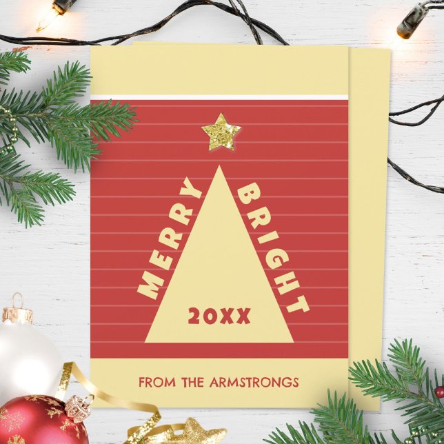 Röd minimalistisk geometrisk julgran julkort (Red Minimalist Christmas Tree Simple Holiday Card ©Susanne Sachers - Sunny Mind 🌞)