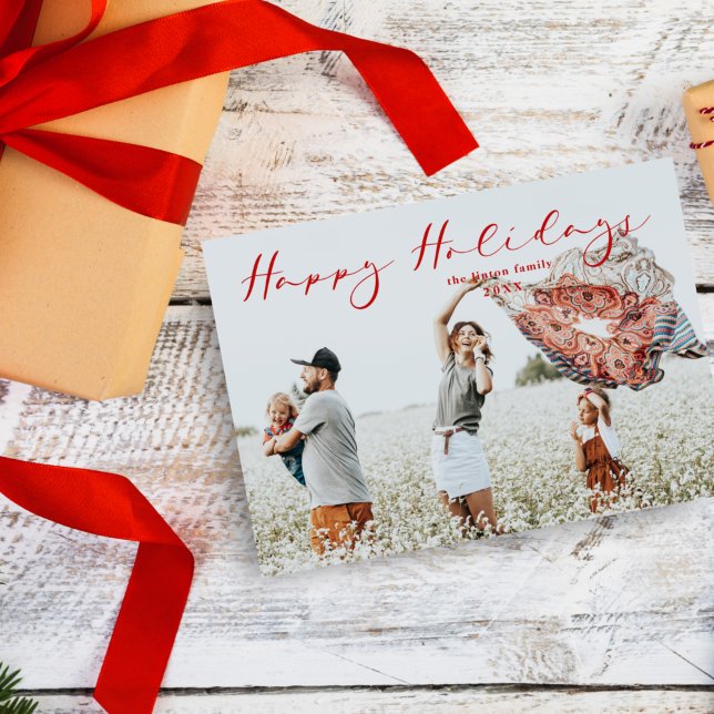 Röd, minimalistisk Glad helg Modern skript (Skapare uppladdad)