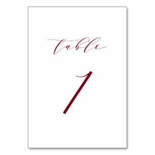 Röd minimalistisk script vigselbord nummer 1 bordsnummer