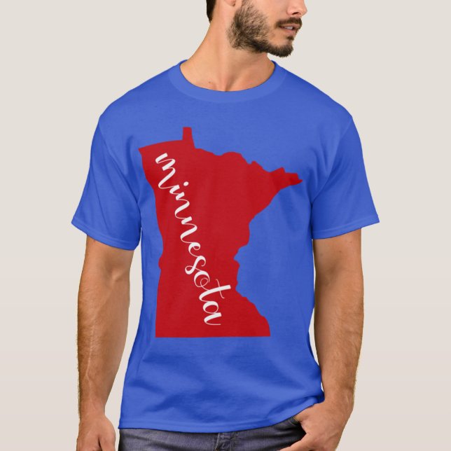 Röd Minnesota State MN Extra Stor T Shirt (Framsida)