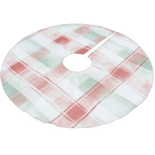 Röd Mint Pepparmynte Mocha Rutiga Ränder Jul Julgransmatta Borstad Polyester