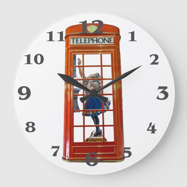 Röd Mobil låda för Round-Large-Wall-Clock Stor Klocka (Framsida)