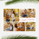 röd modern 6 multi Photo Collage god jul Julkort<br><div class="desc">modernt 6-multifoto Collage god jul-Helgdag-kort</div>