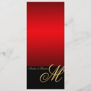 Röd modern bröllopmeny för Regal guld- Monogram Meny