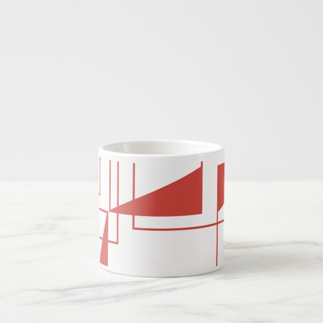 Röd, modern, dynamisk, trendigets geometriska möns espressomugg (Framsidan)