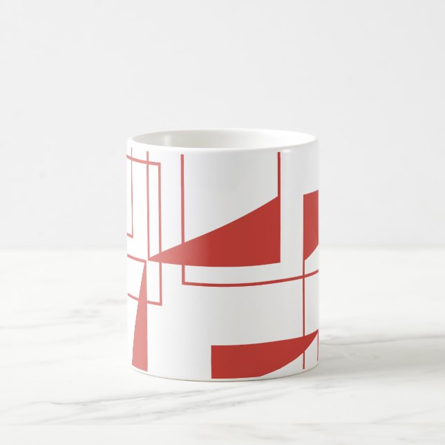 Röd, modern, dynamisk, trendigets geometriska möns kaffemugg (Center)