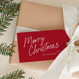 Röd Modern Enkel Skrift God Jul Presentetikett