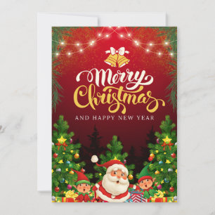Röd Modern God Jul Och Nytt År Julkort