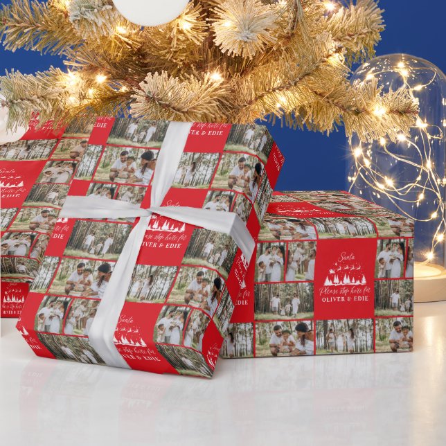 Röd modern jultomte presentpapper (Helgdagar)