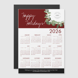 Röd modern krans Din Logotyp här 2026-kalender