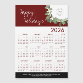 Röd modern krans Din Logotyp här 2026-kalender