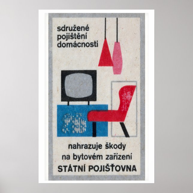 Röd modern möbel - Matchbox-utskrift - Estetisk Poster (Framsidan)