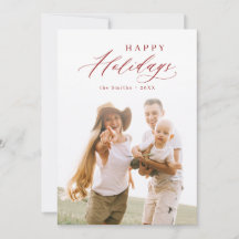 Röd modern skrift Glad jul familjefoto