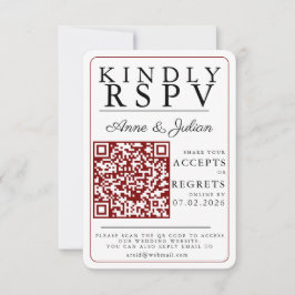 Röd Modernt Foto RSVP Infoga QR-kod OSA Kort
