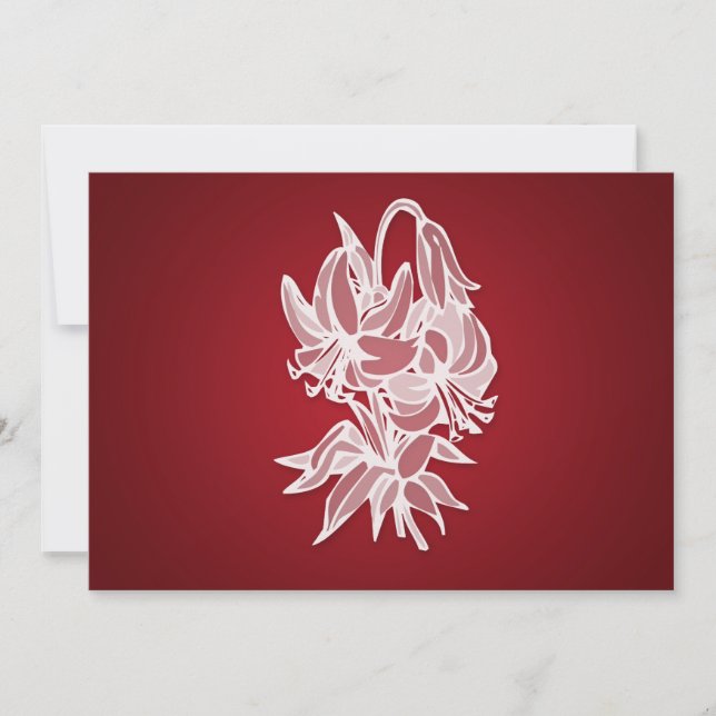 Röd möhippa för liljabukettelegant inbjudningar (Framsida)