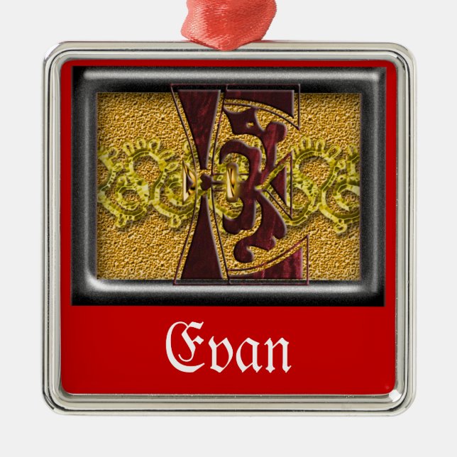 röd monogram E Julgransprydnad Metall (Framsidan)