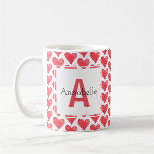 Röd Monogram för personlig för Kaffemugg