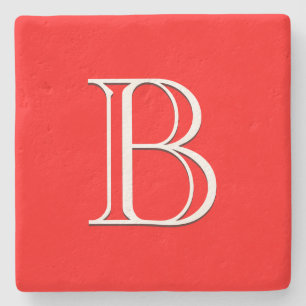 Röd monogram initial elegant högklassig stenunderlägg