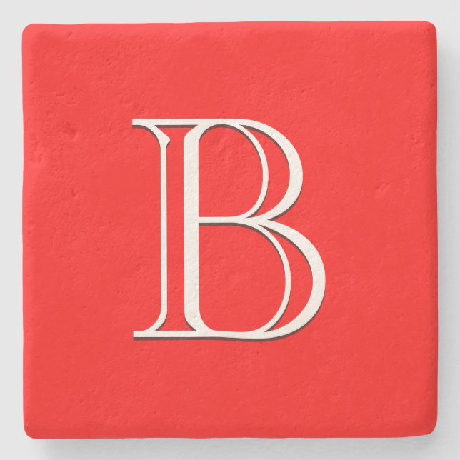 Röd monogram initial elegant högklassig stenunderlägg (Framsidan)