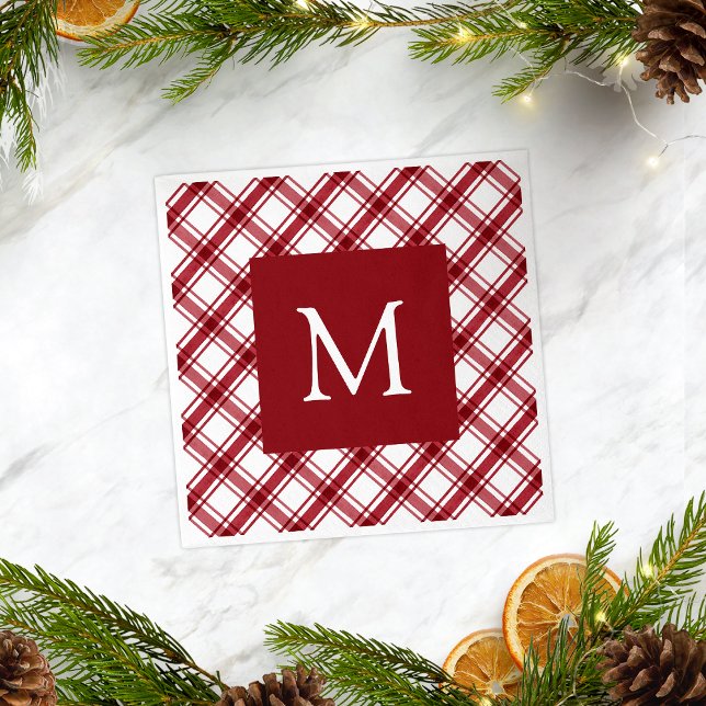 Röd Monogram Pappersservett (Red Monogram Napkins
)