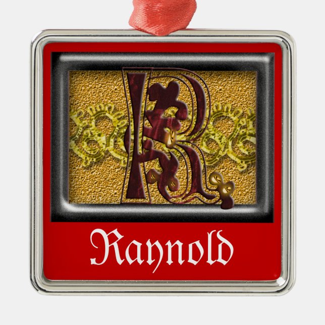 röd monogram R Julgransprydnad Metall (Framsidan)