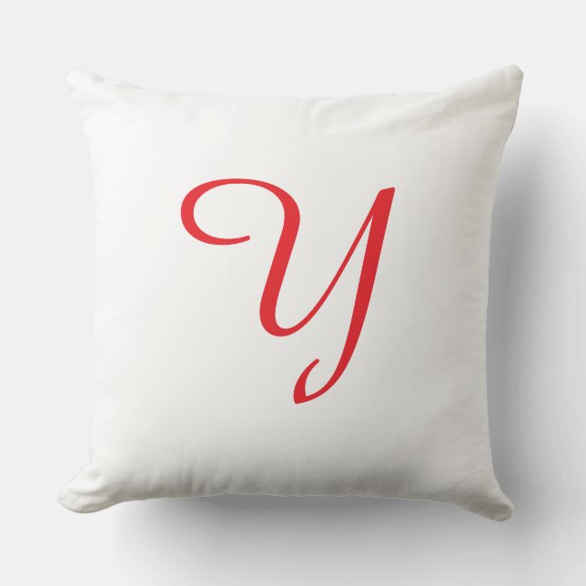 Röd monogram Y vit fyrkant  Kudde (Framsida)