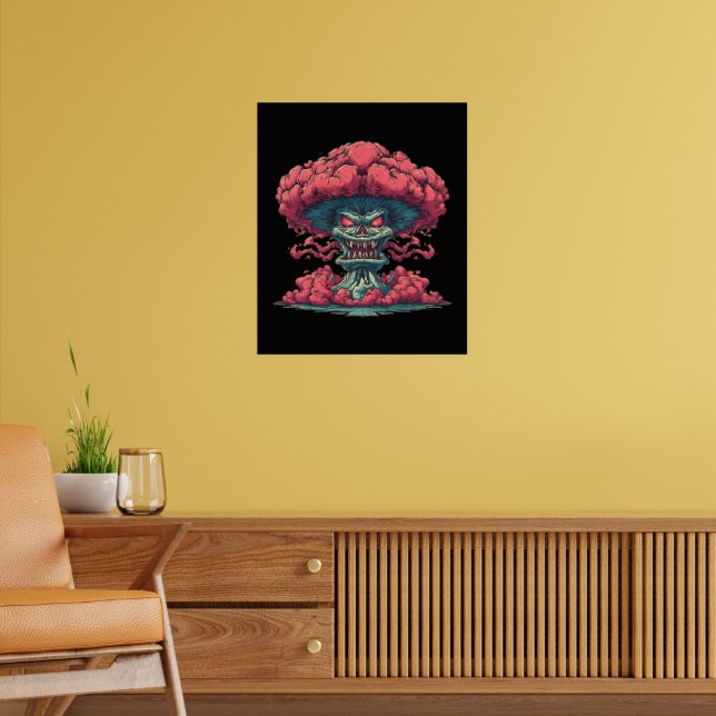 Röd monster explosionsväggkonst poster (Vardagsrum 2)