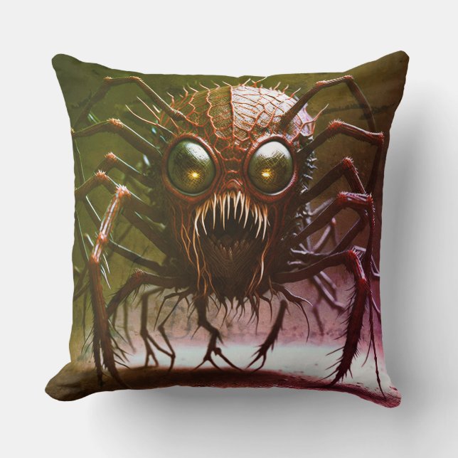 Röd monster Halloween kastkudde Kudde (Framsida)