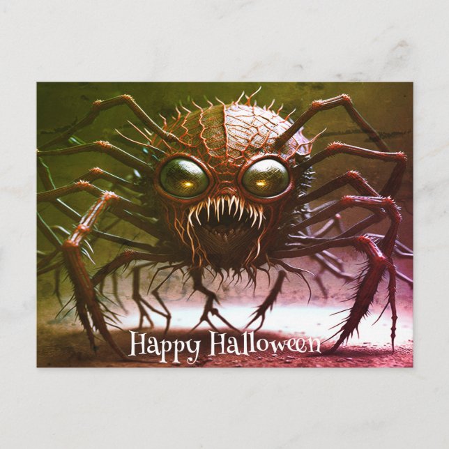Röd monster Halloween-kort Vykort (Framsida)