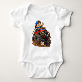 Röd Monster Truck Äventyr – Söt Förare Baby Kropps T Shirt
