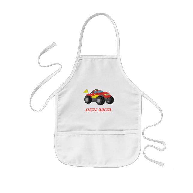 Röd monstertruck för racing - Personlig racerbil f Barnförkläde (Framsidan)