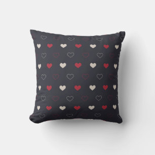 Röd & mörk hjärtsömlös mönster Cute Minimal Kudde
