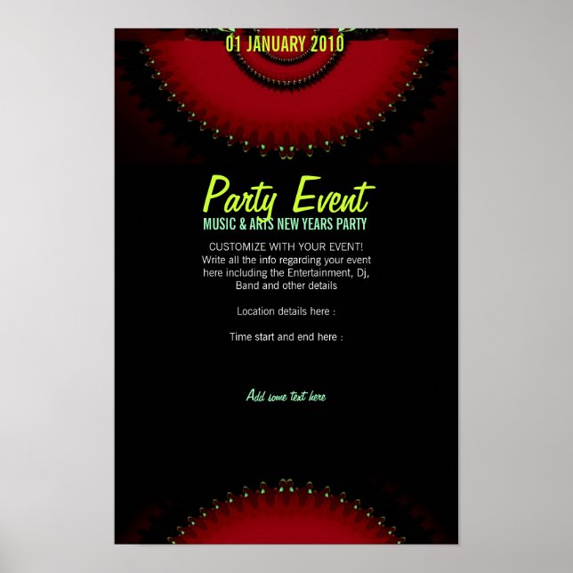 RÖD MÖRKRÖD FANTASIFULL Festplakat Poster (Framsidan)