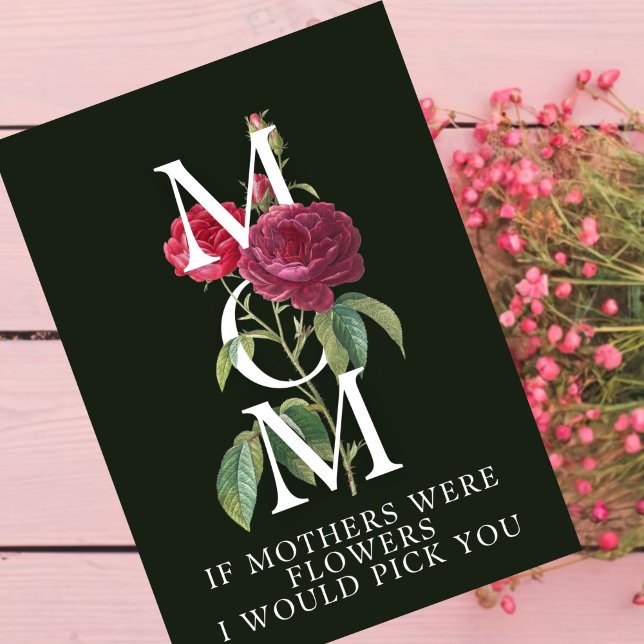 röd mors dag-kort ro på svart tack kort (Skapare uppladdad)