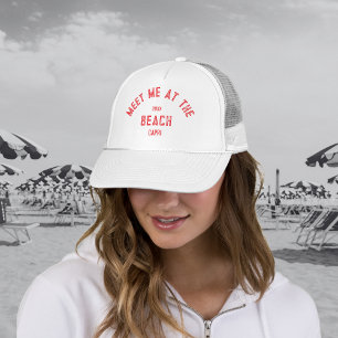 Röd Möt Mig Vid Stranden Personlig  Keps