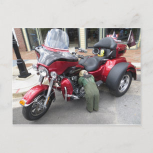 Röd motor Trike Vykort