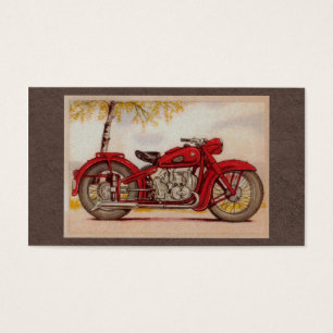 Röd motorcykel för vintage visitkort