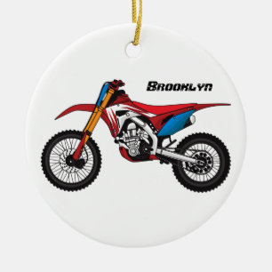 Röd motorcykel julgransprydnad keramik