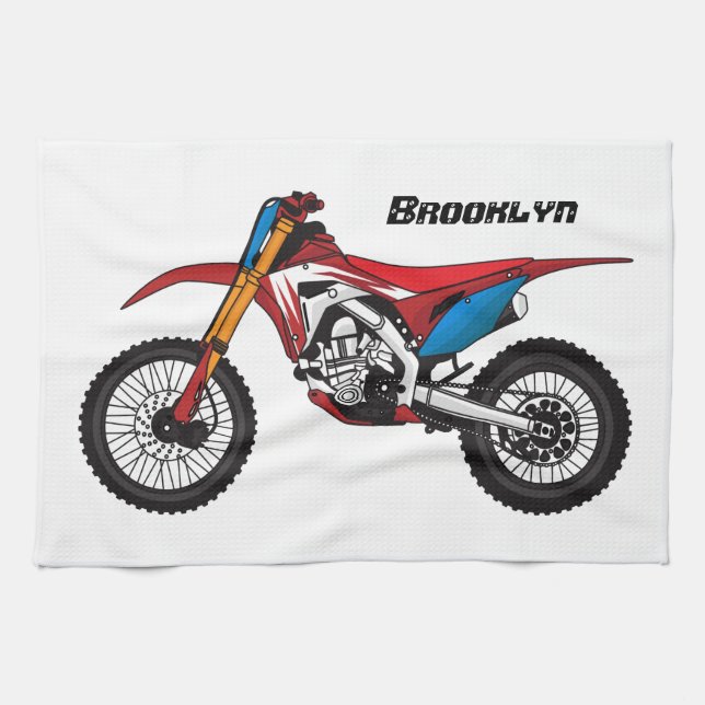Röd motorcykel kökshandduk (Horisontell)