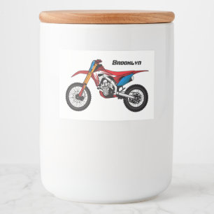 Röd motorcykel mat etiketter