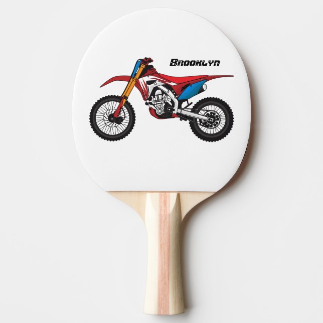 Röd motorcykel pingisracket (Framsidan)