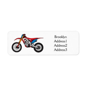 Röd motorcykel returadress etikett
