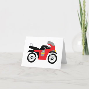 Röd motorcykel tack kort