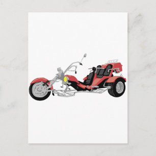 röd motorcykeltrik vykort