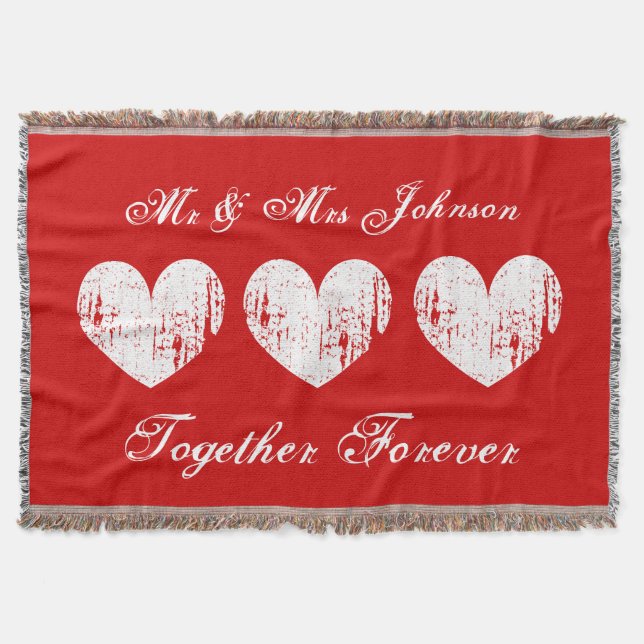 Röd mr och mrs Cthrow filt för nygifta par (Framsidan)