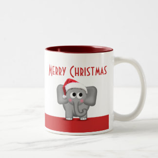 Röd mugg för gullig Santa hattelefant