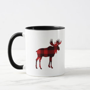 Röd mugg för kaffe för buffelplädälg