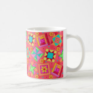 Röd mugg för Patchworktäckedesign