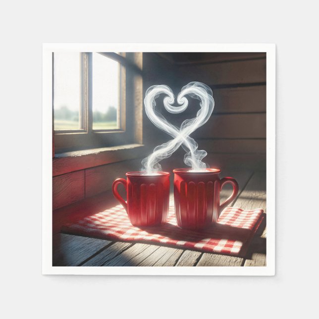 Röd Mugg med styrhjärtförbindelse Pappersservett (Framsidan)