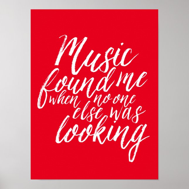 Röd musikcitattecken Hand Lettering Calligraphy Po Poster (Framsidan)